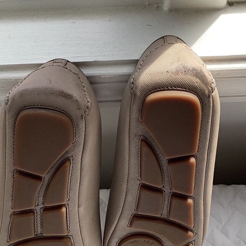 Michael Kors Beige Leather Loafers with Silver Logo - Picture 5 of 5